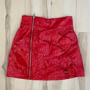 Red patent leather mini skirt size small
